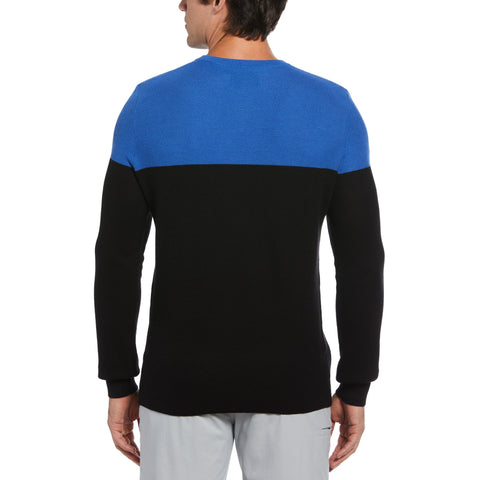 Color Block Long Sleeve Golf Sweater (True Caviar) 
