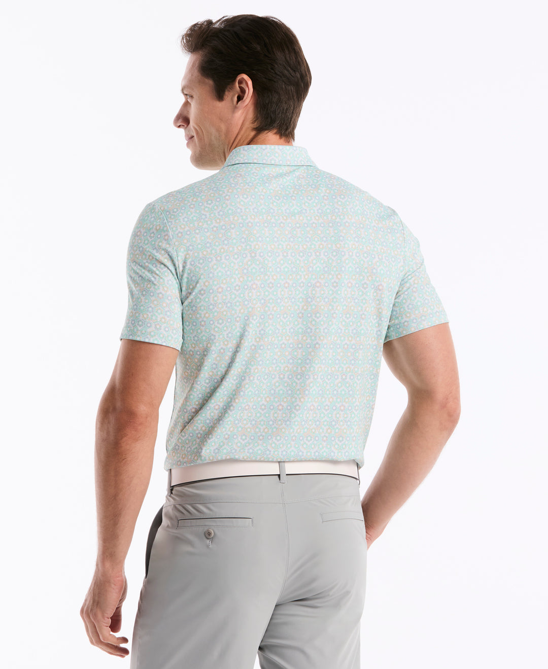 Framed Floral Golf Polo (Lichen) 