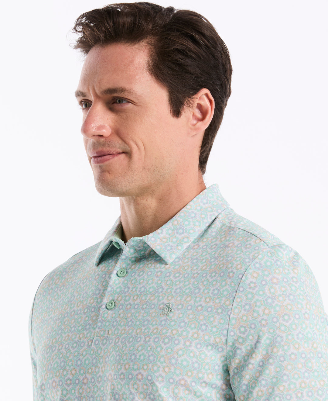 Framed Floral Golf Polo (Lichen) 