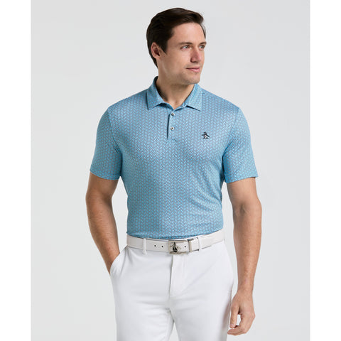Heritage Herringbone Print Golf Polo (Aquarius) 