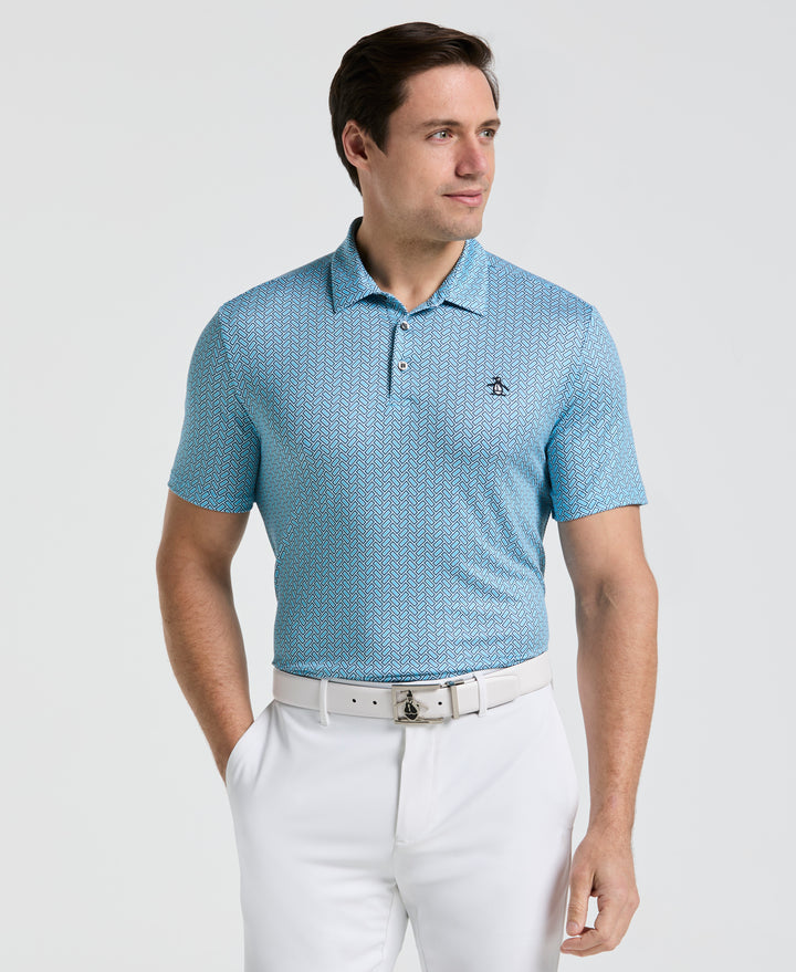 Heritage Herringbone Print Golf Polo (Aquarius) 