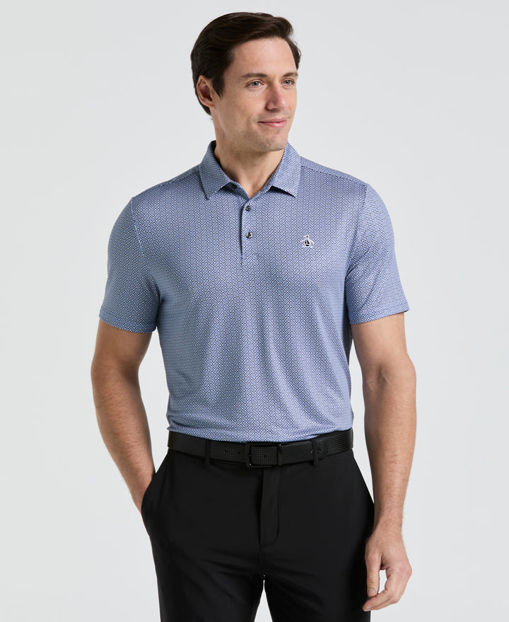 Heritage Herringbone Print Golf Polo (Black Iris) 
