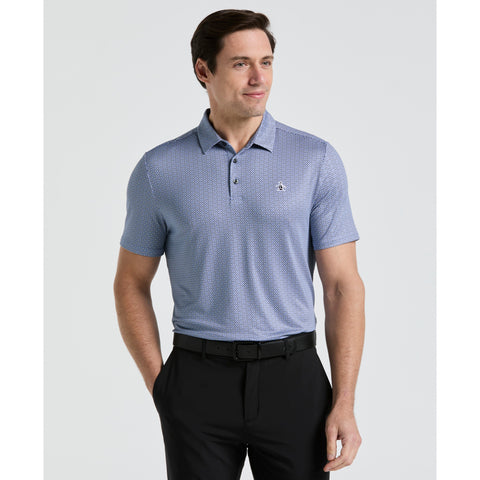 Heritage Herringbone Print Golf Polo (Black Iris) 