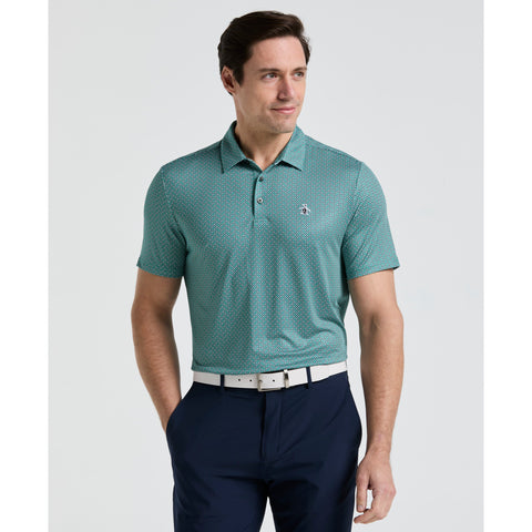 Heritage Herringbone Print Golf Polo (Galapagos Green) 