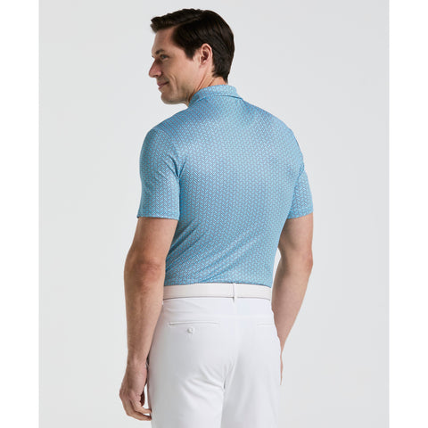 Heritage Herringbone Print Golf Polo (Aquarius) 