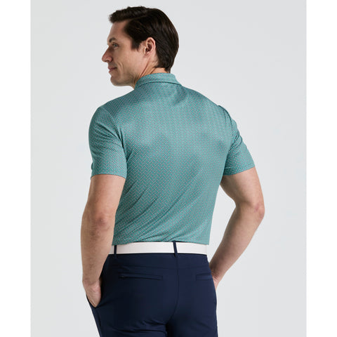 Heritage Herringbone Print Golf Polo (Galapagos Green) 