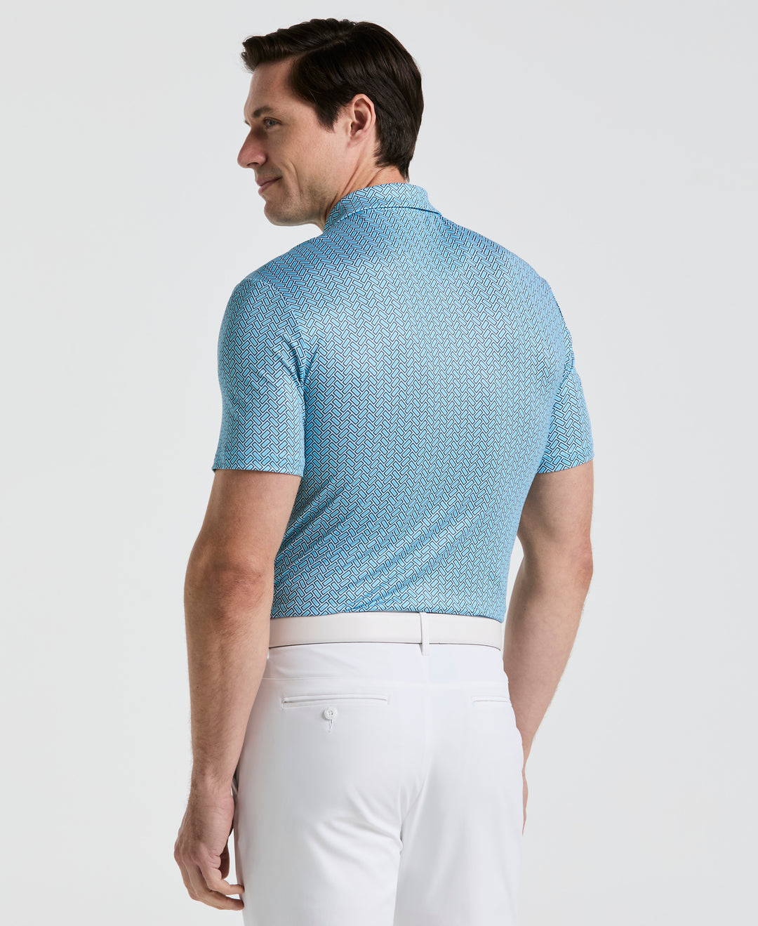 Heritage Herringbone Print Golf Polo (Aquarius) 