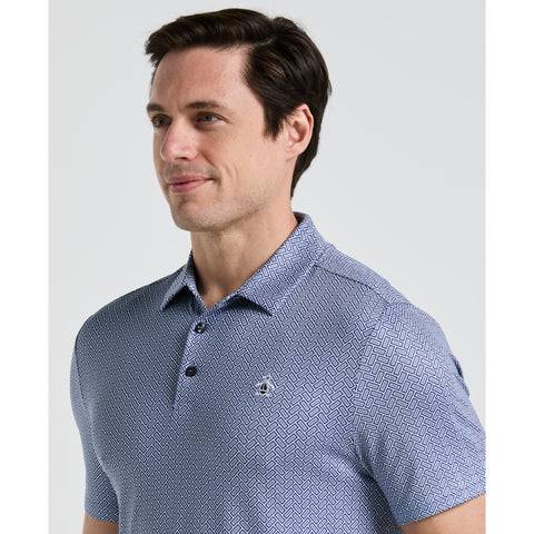 Heritage Herringbone Print Golf Polo (Black Iris) 
