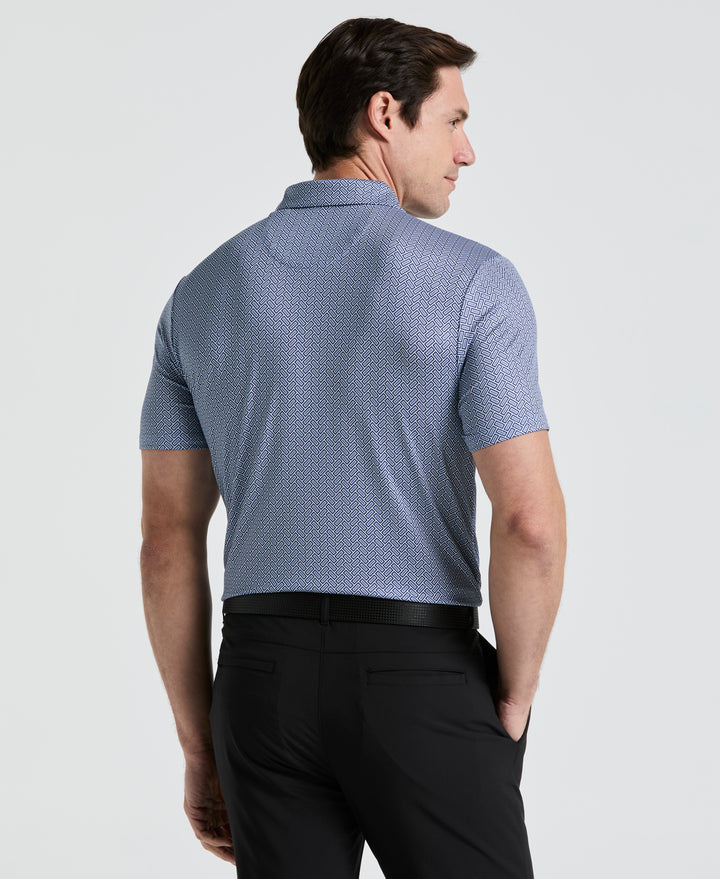 Heritage Herringbone Print Golf Polo (Black Iris) 