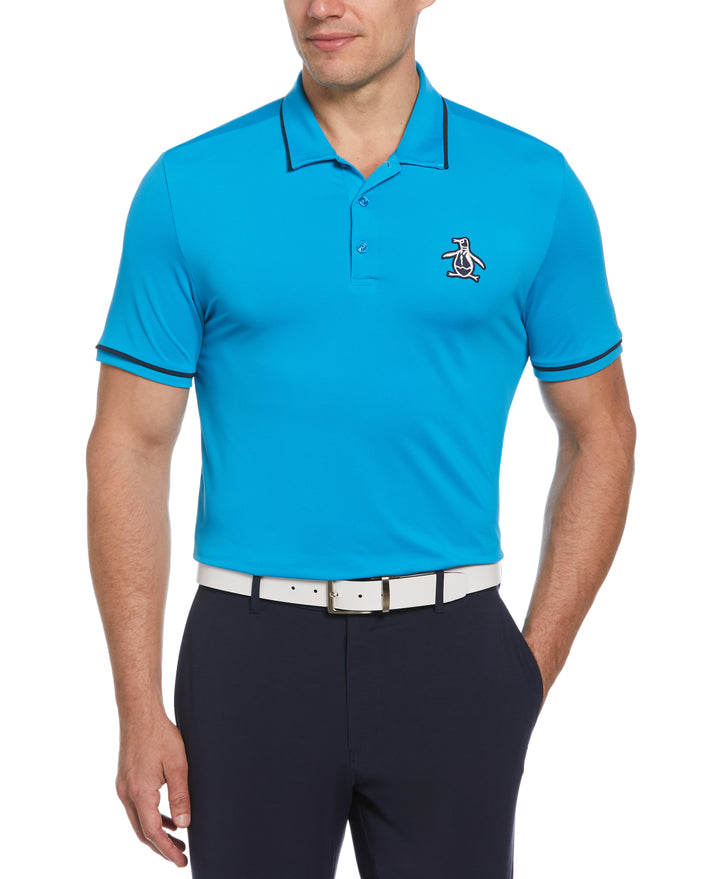 Oversized Pete Tipped Short Sleeve Golf Polo Shirt (Blue Jewel) 