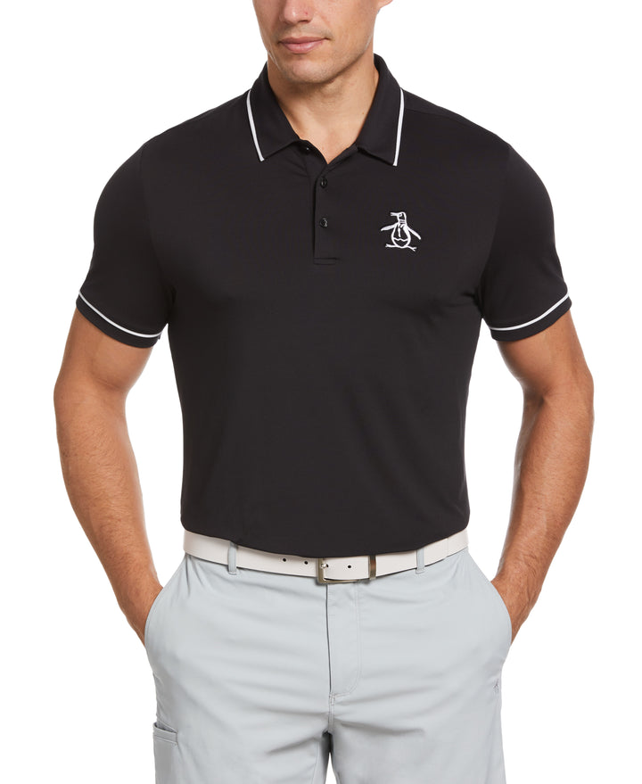 Oversized Pete Tipped Short Sleeve Golf Polo Shirt (Caviar) 