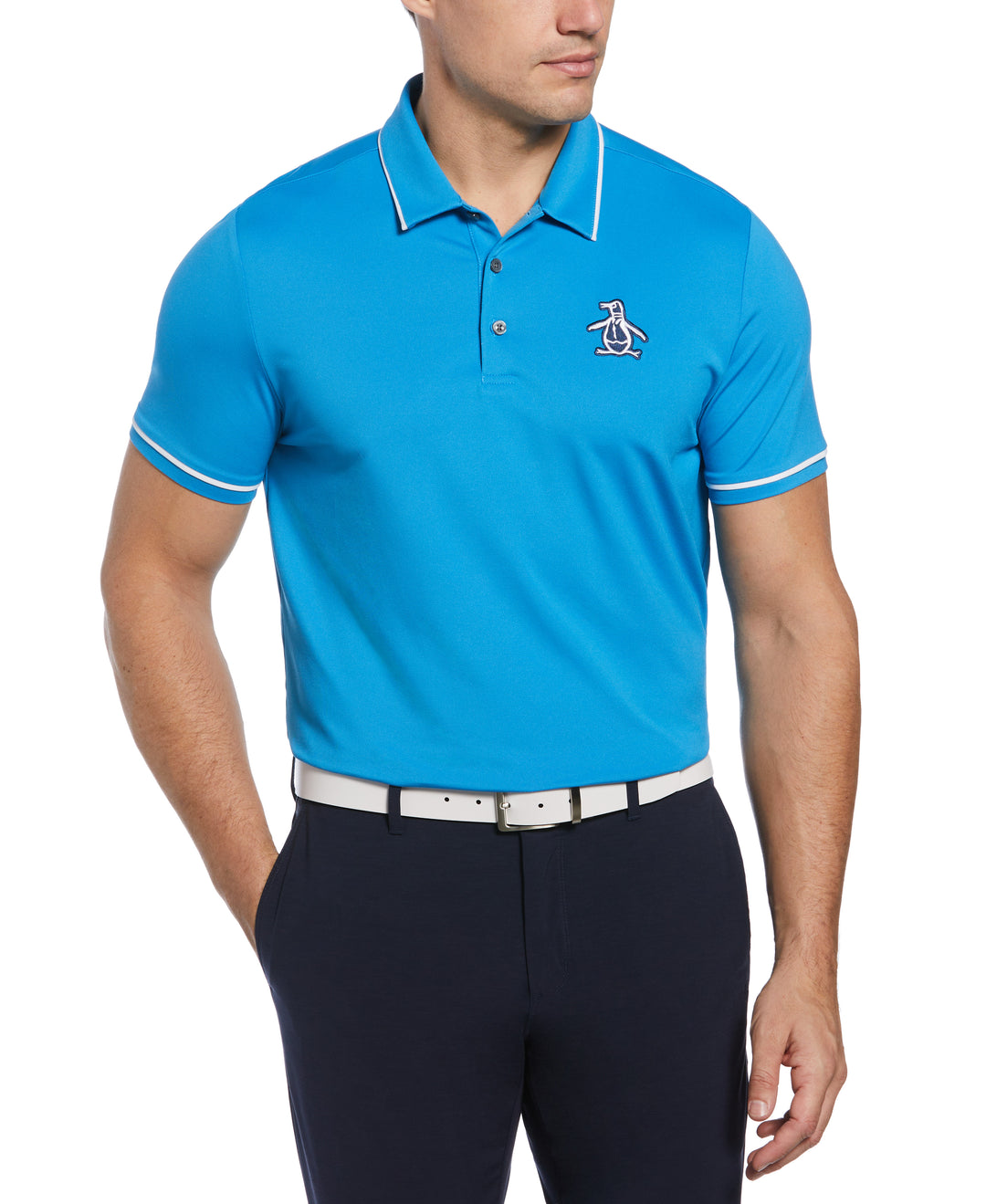 Oversized Pete Tipped Short Sleeve Golf Polo Shirt (Mediterranian Blue) 