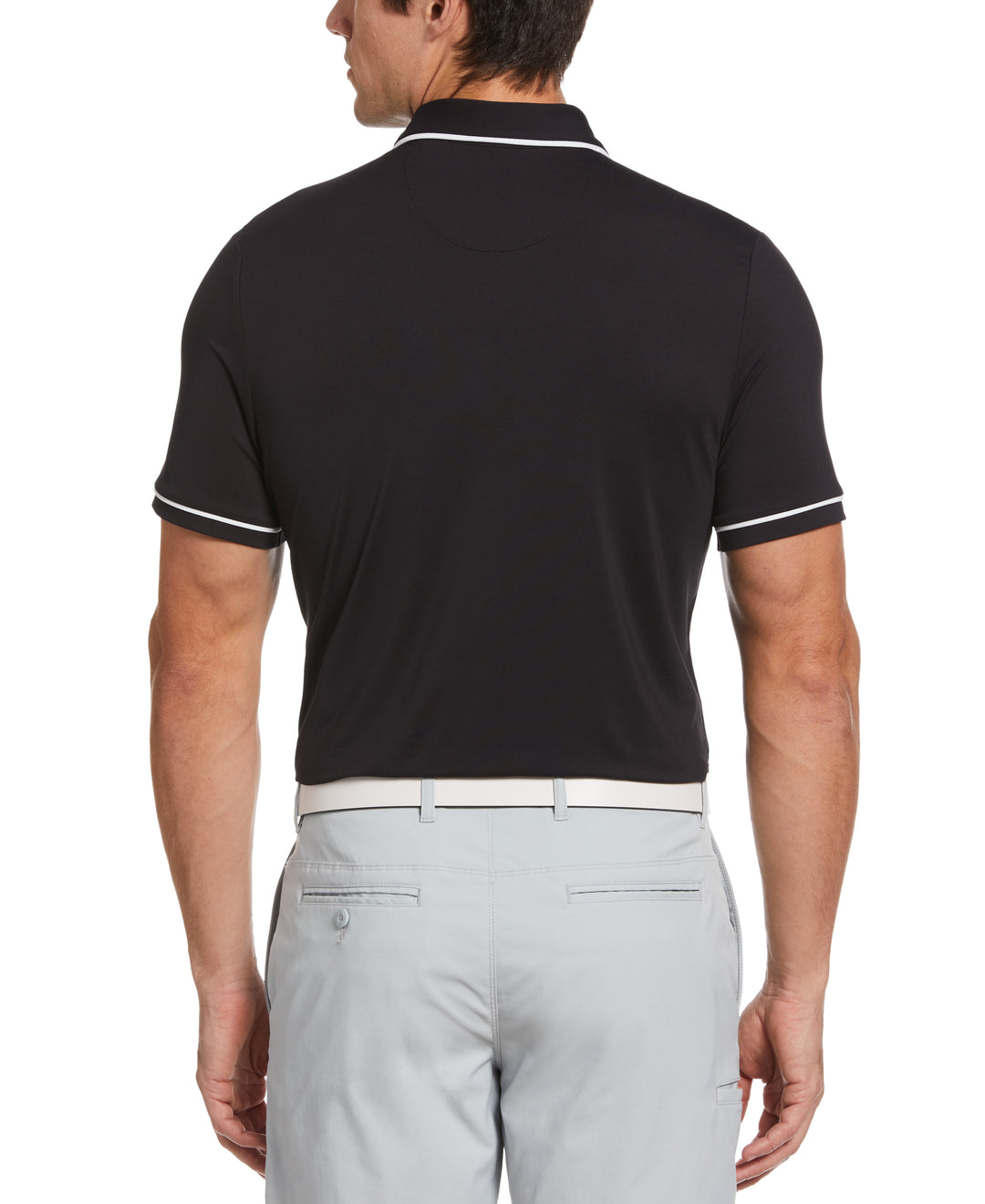 Oversized Pete Tipped Short Sleeve Golf Polo Shirt (Caviar) 