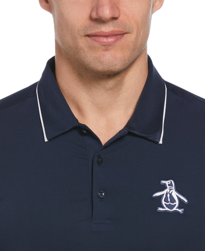 Oversized Pete Tipped Short Sleeve Golf Polo Shirt (Black Iris) 