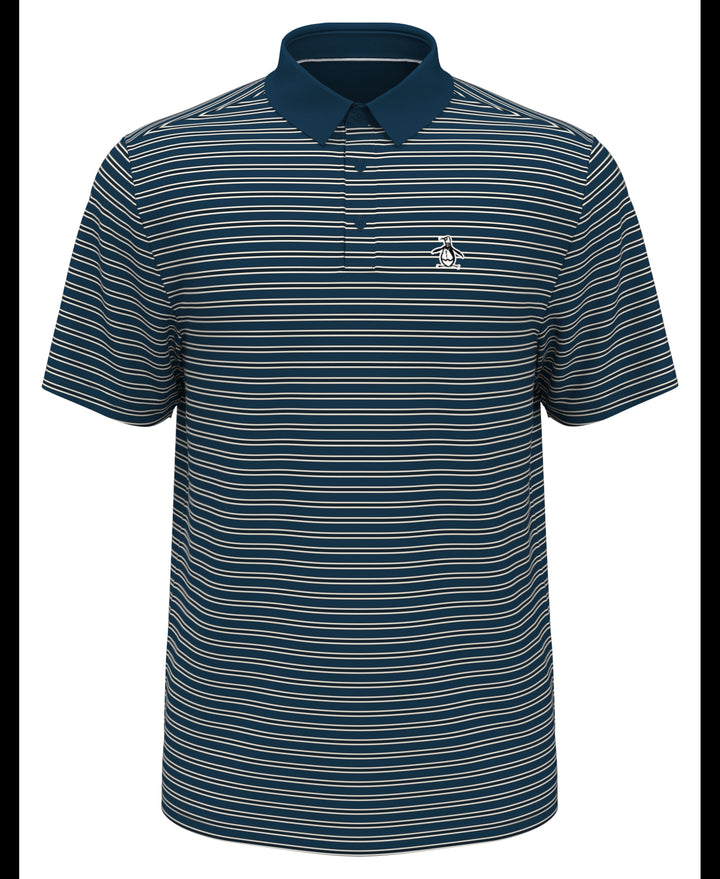 Heritage Stripe Solid Collar Short Sleeve Polo Shirt (Corsair) 