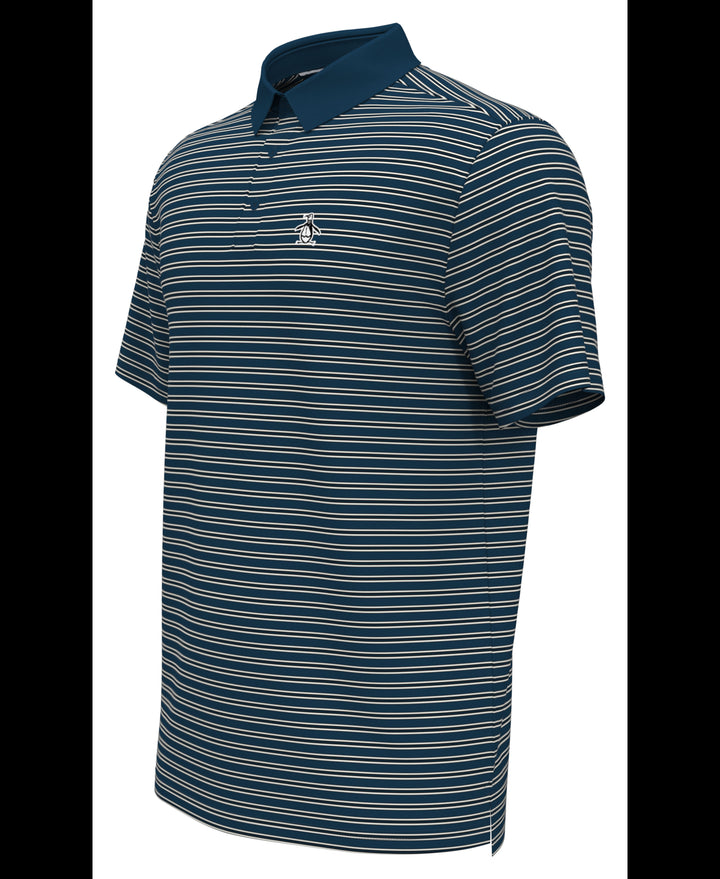 Heritage Stripe Solid Collar Short Sleeve Polo Shirt (Corsair) 