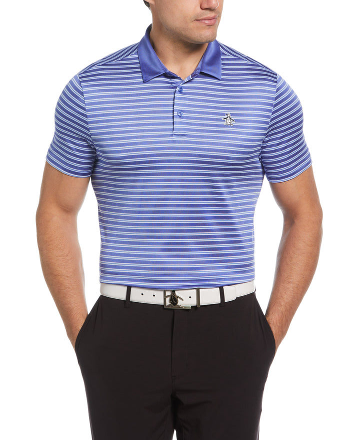 Heritage Stripe Solid Collar Short Sleeve Polo Shirt (Amparo Blue) 