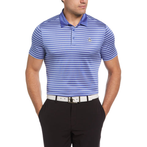 Heritage Stripe Solid Collar Short Sleeve Polo Shirt (Amparo Blue) 