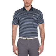 Heritage Stripe Solid Collar Short Sleeve Polo Shirt (Black Iris) 