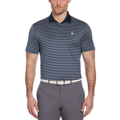Heritage Stripe Solid Collar Short Sleeve Polo Shirt (Black Iris) 