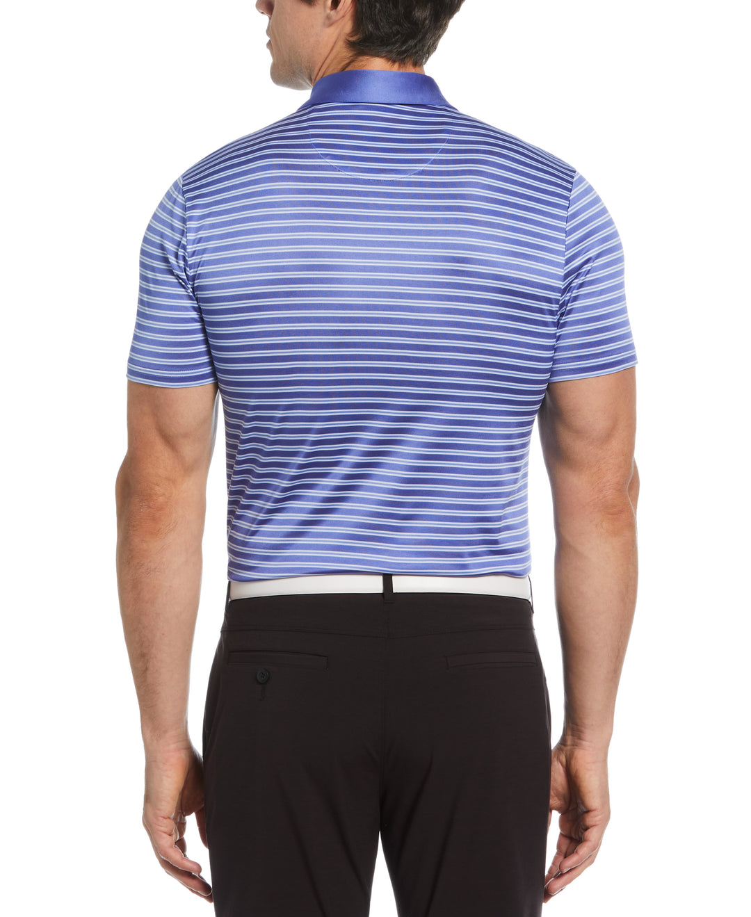 Heritage Stripe Solid Collar Short Sleeve Polo Shirt (Amparo Blue) 