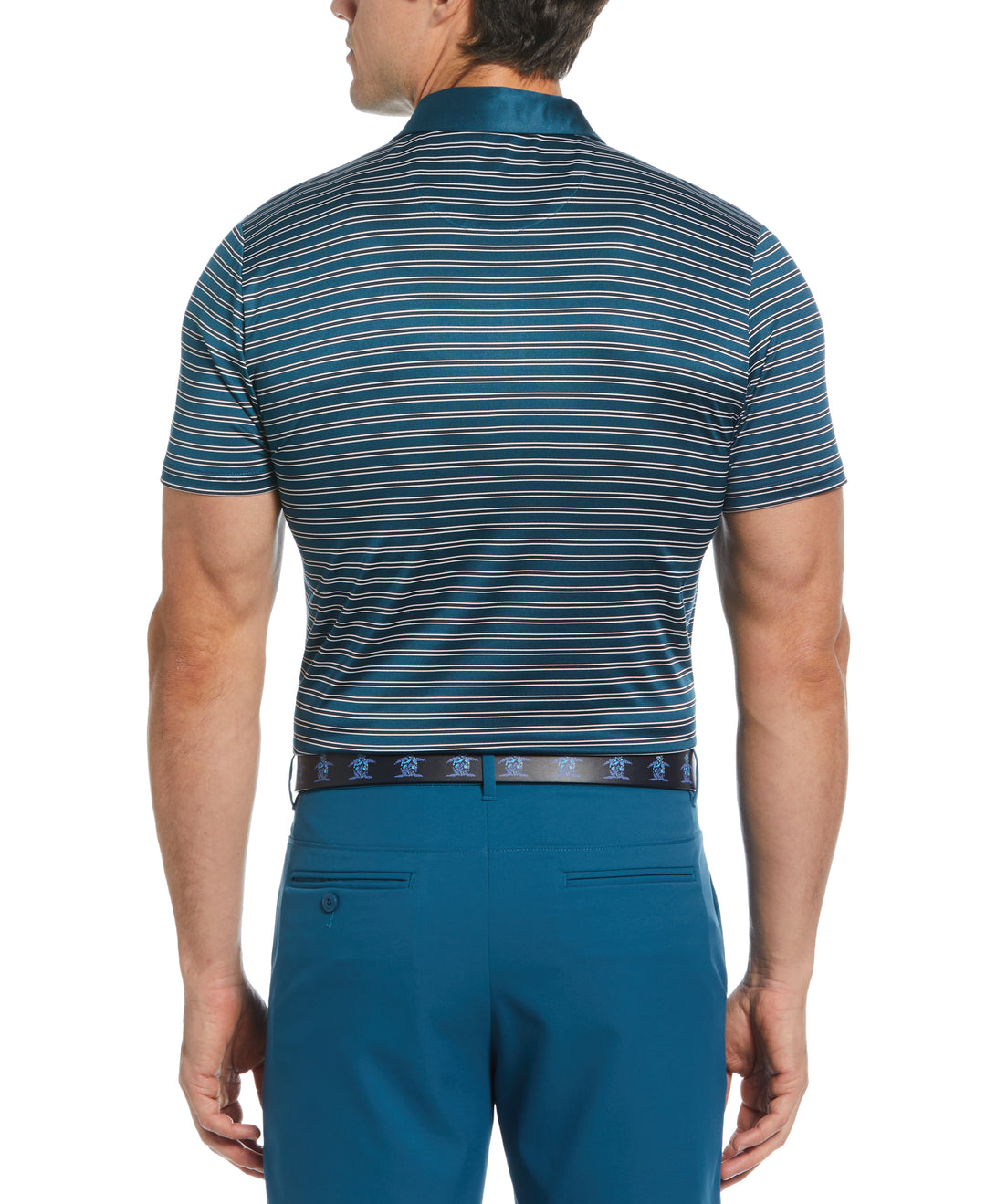Heritage Stripe Solid Collar Short Sleeve Polo Shirt (Corsair) 