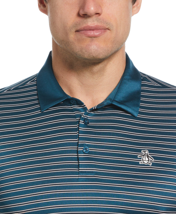 Heritage Stripe Solid Collar Short Sleeve Polo Shirt (Corsair) 
