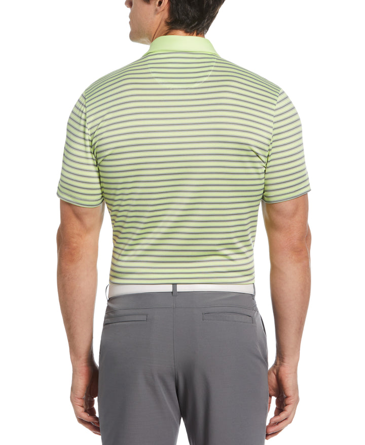 Heritage Stripe Solid Collar Short Sleeve Polo Shirt (Shadow Lime) 