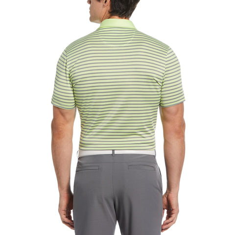 Heritage Stripe Solid Collar Short Sleeve Polo Shirt (Shadow Lime) 