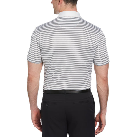 Heritage Stripe Solid Collar Short Sleeve Polo Shirt (Bright White) 
