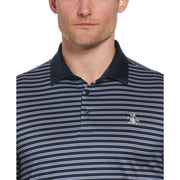 Heritage Stripe Solid Collar Short Sleeve Polo Shirt (Black Iris) 