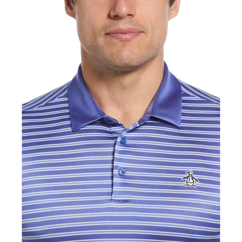 Heritage Stripe Solid Collar Short Sleeve Polo Shirt (Amparo Blue) 