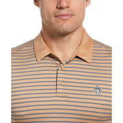 Heritage Stripe Solid Collar Short Sleeve Polo Shirt (Tan) 