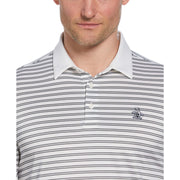 Heritage Stripe Solid Collar Short Sleeve Polo Shirt (Bright White) 