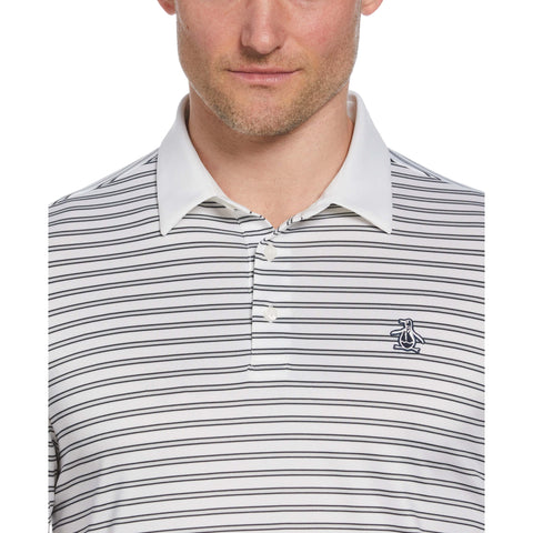 Heritage Stripe Solid Collar Short Sleeve Polo Shirt (Bright White) 