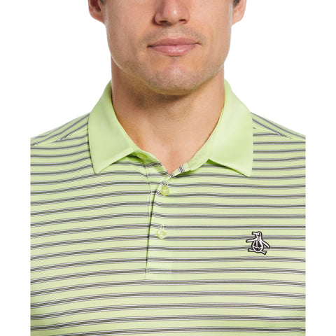 Heritage Stripe Solid Collar Short Sleeve Polo Shirt (Shadow Lime) 