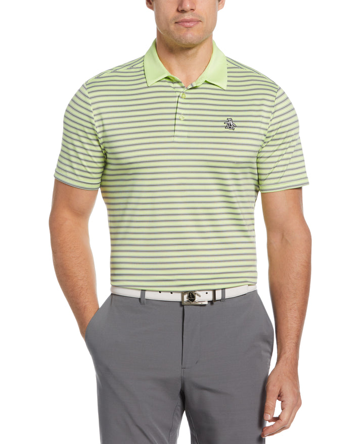 Heritage Stripe Solid Collar Short Sleeve Polo Shirt (Shadow Lime) 