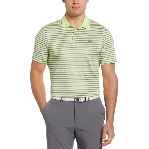 Heritage Stripe Solid Collar Short Sleeve Polo Shirt (Shadow Lime) 