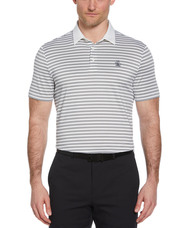 Heritage Stripe Solid Collar Short Sleeve Polo Shirt (Bright White) 