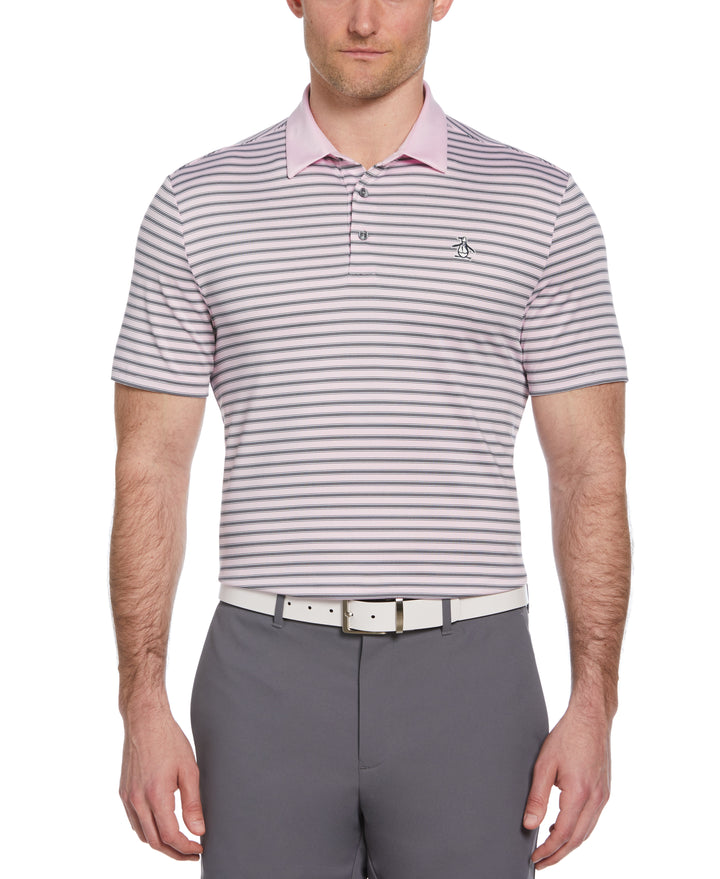 Heritage Stripe Solid Collar Short Sleeve Polo Shirt (Gelato Pink) 