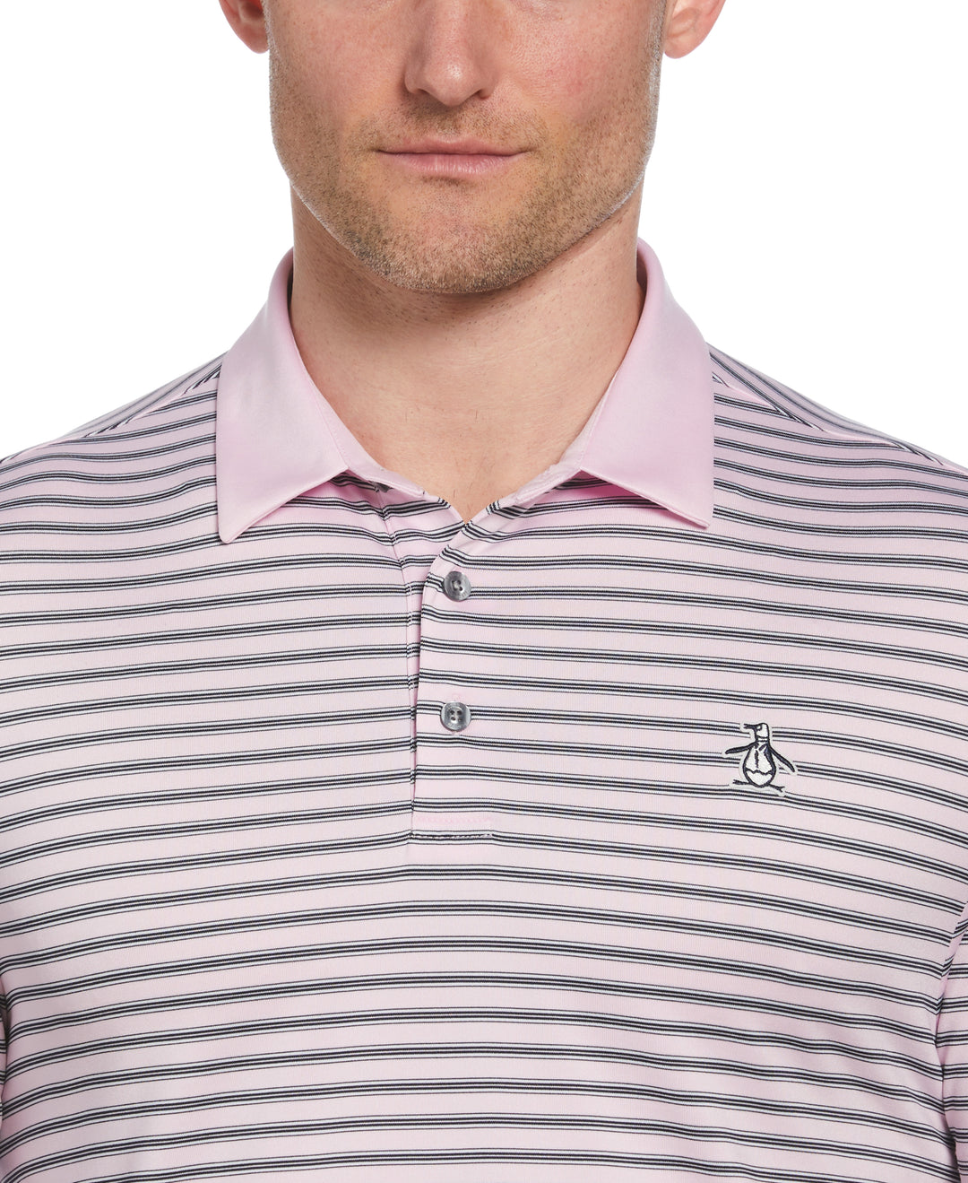 Heritage Stripe Solid Collar Short Sleeve Polo Shirt (Gelato Pink) 