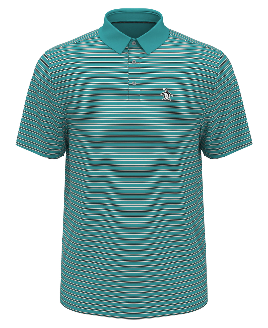 Heritage Stripe Solid Collar Short Sleeve Polo Shirt (Baltic) 