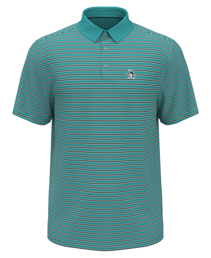Heritage Stripe Solid Collar Short Sleeve Polo Shirt (Baltic) 