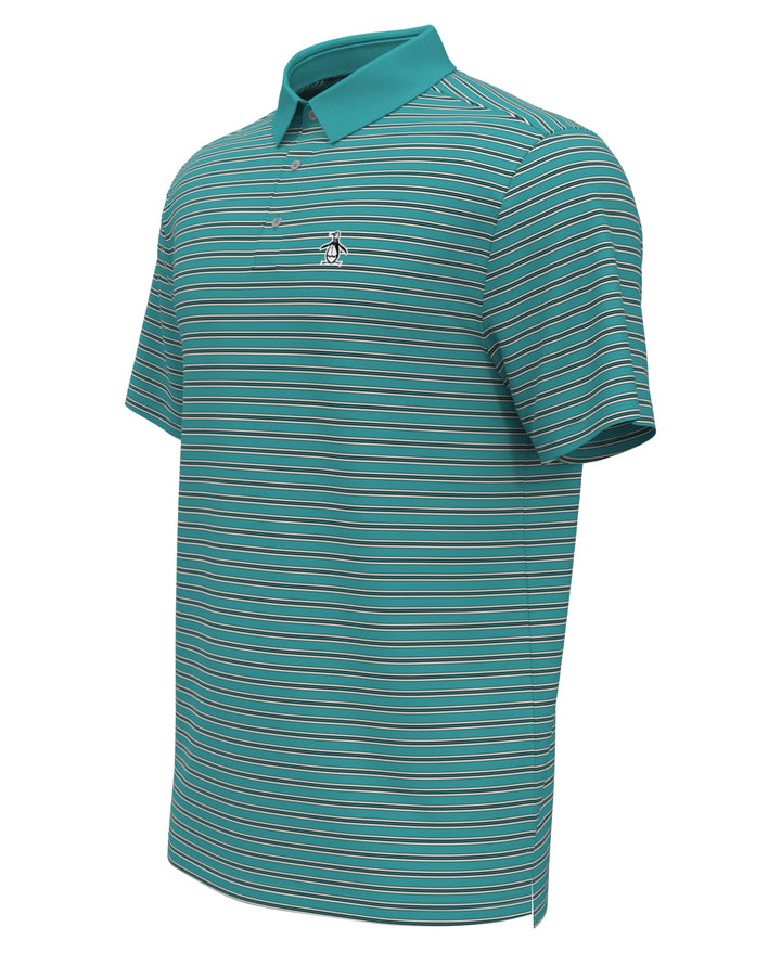 Heritage Stripe Solid Collar Short Sleeve Polo Shirt (Baltic) 