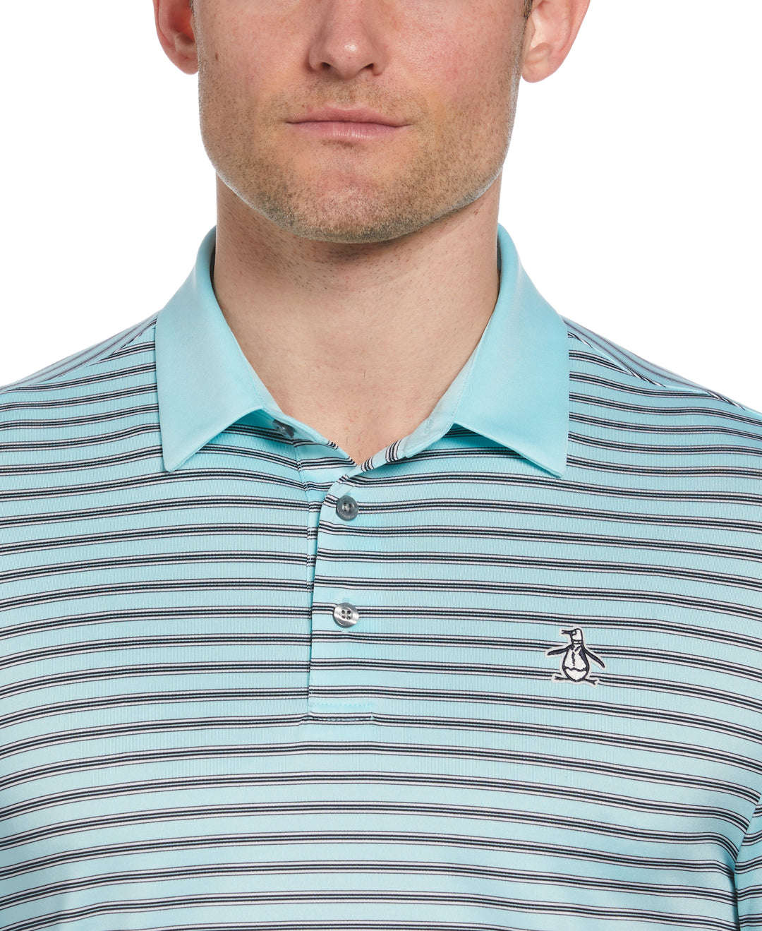 Heritage Stripe Solid Collar Short Sleeve Polo Shirt (Tanager Turquoise) 