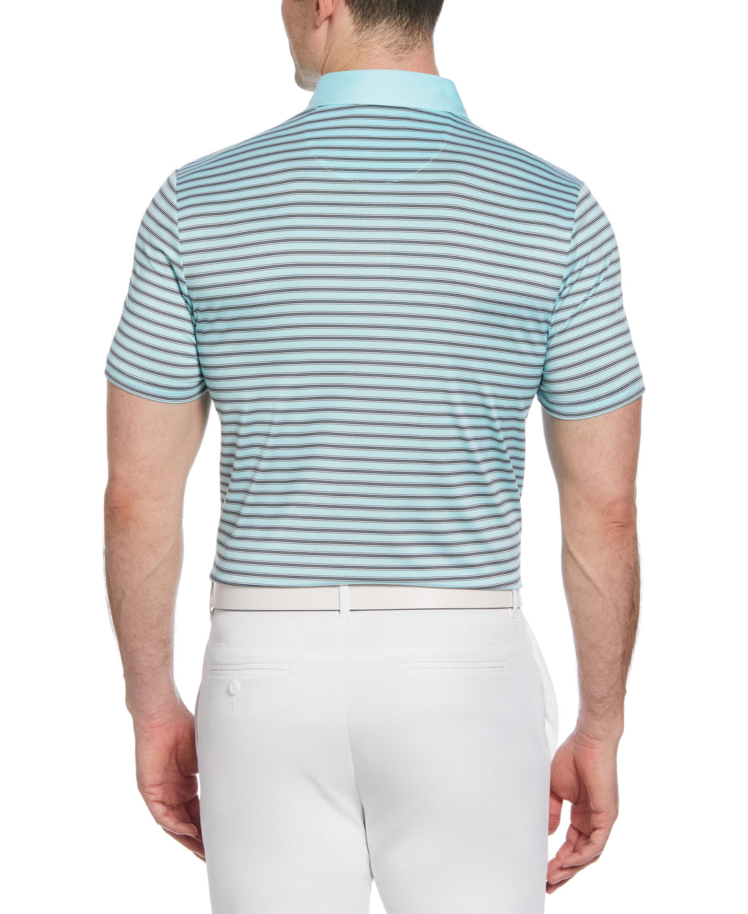 Heritage Stripe Solid Collar Short Sleeve Polo Shirt (Tanager Turquoise) 
