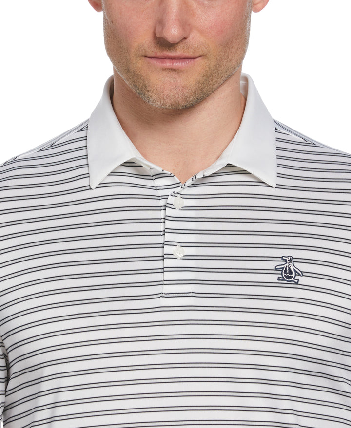 Heritage Stripe Solid Collar Short Sleeve Polo Shirt (Bright White) 
