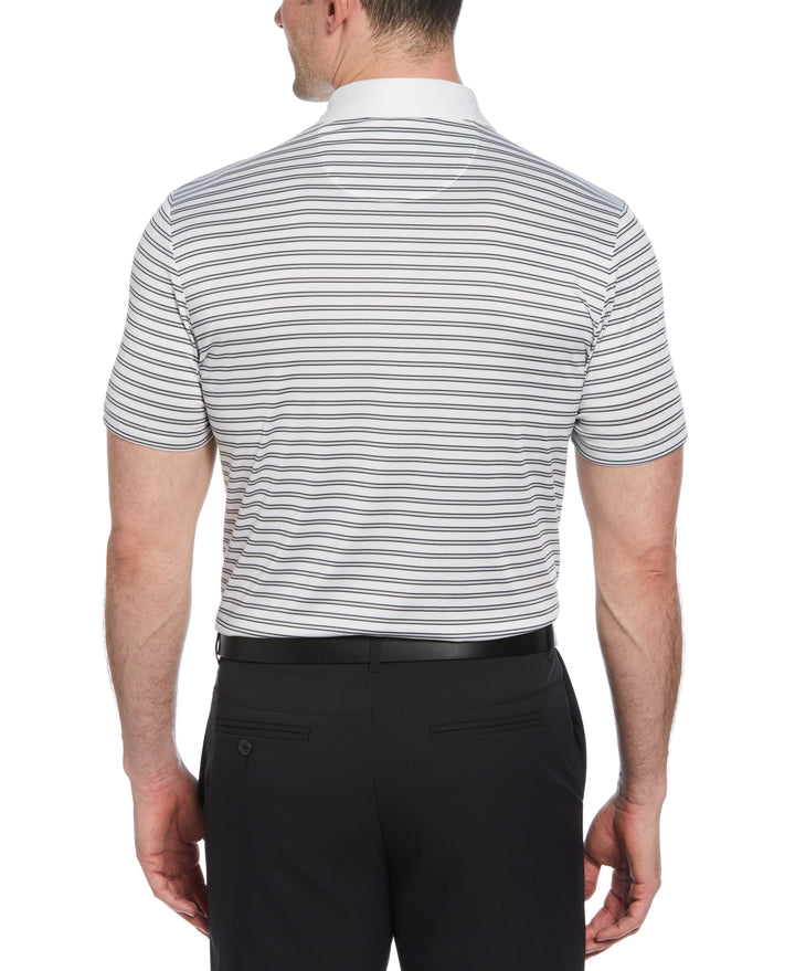 Heritage Stripe Solid Collar Short Sleeve Polo Shirt (Bright White) 