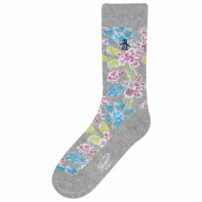 Hibiscus Floral Sock (Grey) 