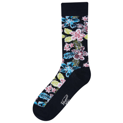 Hibiscus Floral Sock  (Navy) 